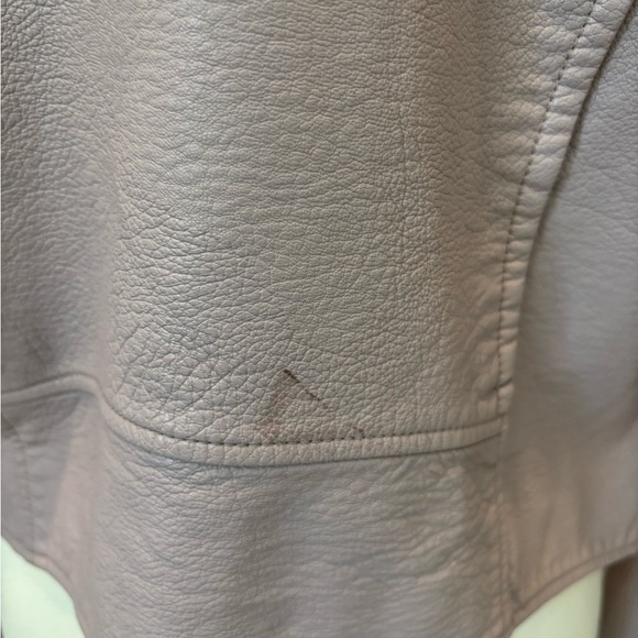 Women's Pink Vegan Leather Jacket - Picture 4 of 6